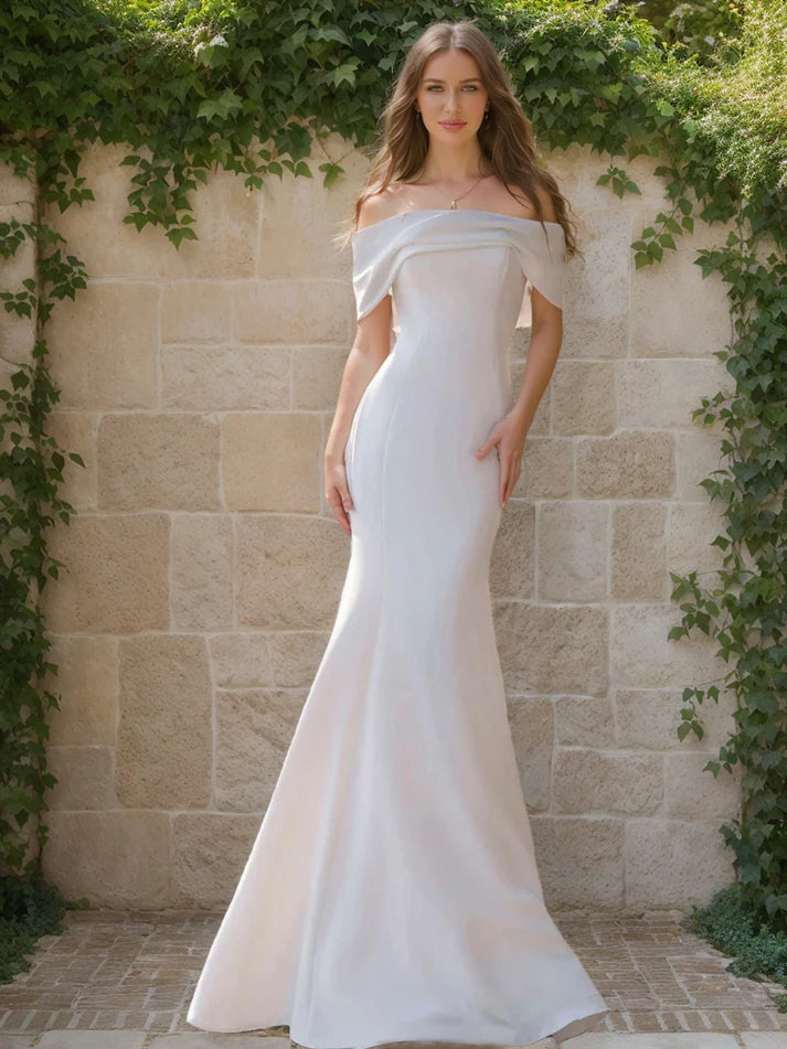 Trumpet/Mermaid Strapless Short Sleeves Ruched Retract Your Waist Wedding Dresses